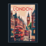London England Travel Art Vintage Vykort<br><div class="desc">Resedesign för reflexanordningar i London. Från Buckingham Palace och Torn i London till utforskandet av Thames River and Väster End-uppvisningen erbjuder London en dynamisk blandning av tradition och modern kultur.</div>
