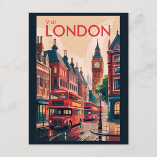 London England Travel Art Vintage Vykort