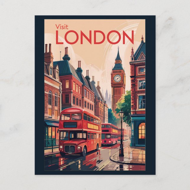 London England Travel Art Vintage Vykort (Framsida)