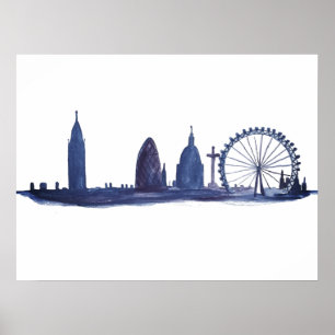 London England Travel Destination Skyline Vintage Poster