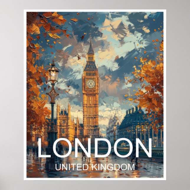 London England Travel Poster Art Print Poster (Framsidan)