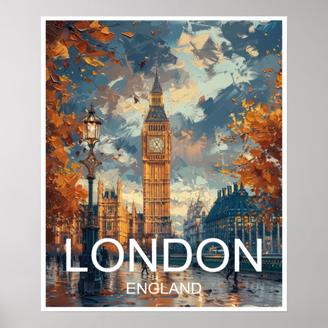 London England Travel Poster Art Print Poster (Framsidan)