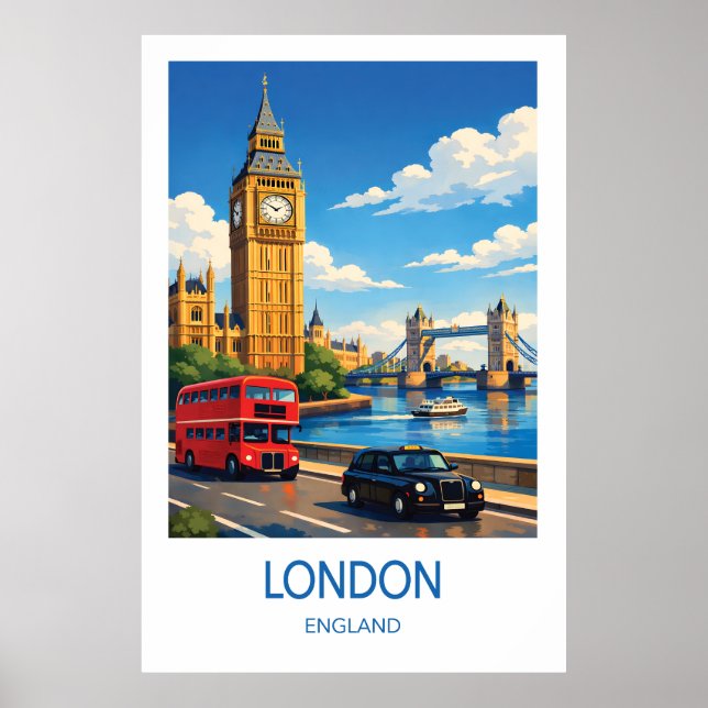 London England Travel Poster Vintage  (Framsidan)