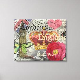 London England Travel Vintage Europe Art Canvastryck