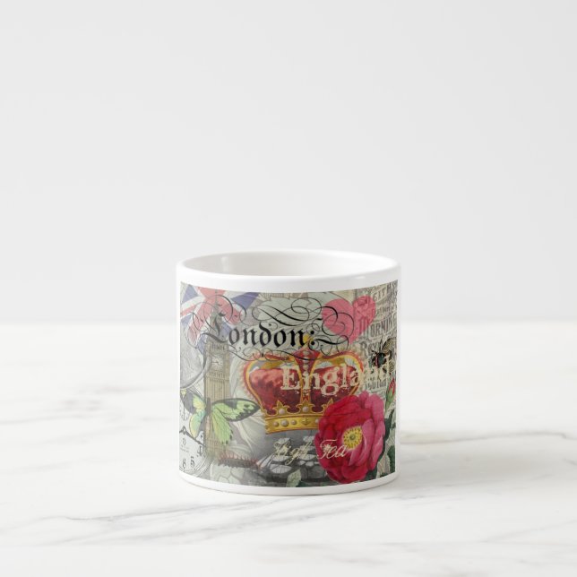 London England Travel Vintage Europe Art Espressomugg (Framsidan)