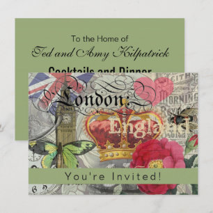 London England Travel Vintage Europe Art Inbjudningar