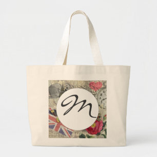 London England Travel Vintage Europe Art Jumbo Tygkasse