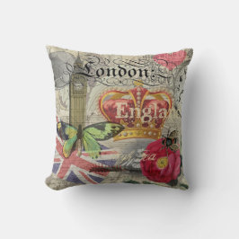 London England Travel Vintage Europe Art Kudde