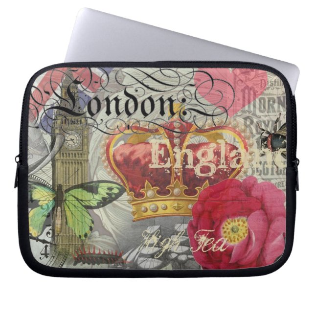 London England Travel Vintage Europe Art Laptop Sleeve (Framsidan)