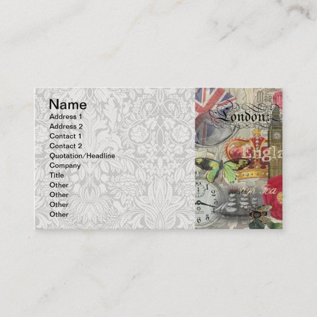 London England Travel Vintage Europe Art Visitkort (Framsida)