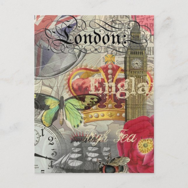 London England Travel Vintage Europe Art Vykort (Framsida)