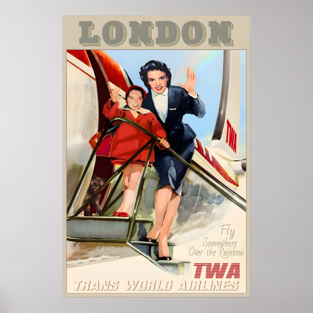 London England TWA Trans World Airlines Ny Retro Poster (Framsidan)