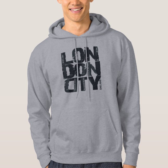 London England typografi Sweatshirt Med Luva (Framsida)