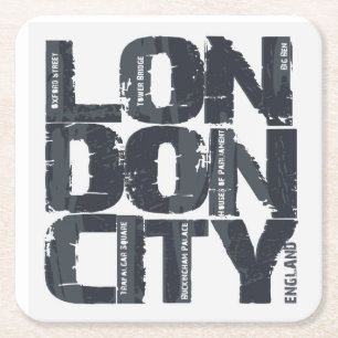 London England typografi Underlägg Papper Kvadrat