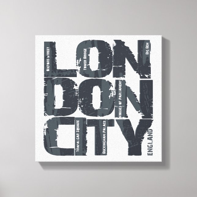 London, England Typography Canvastryck (Framsida)
