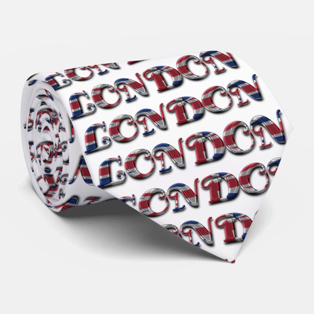 London England Typography Flagga Färg Slips (Rullad)