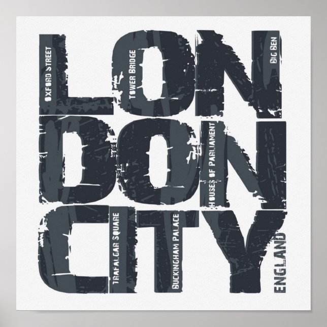 London, England Typography Poster (Framsidan)