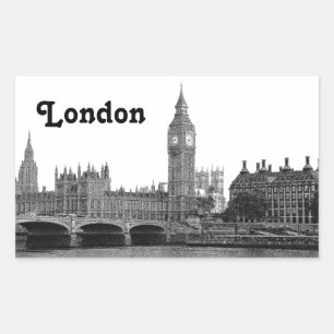 London England UK Skyline Etched Rektangulärt Klistermärke