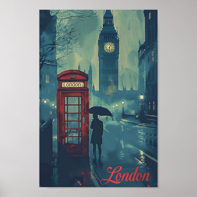 London England UK Vintage Berömd Travel Ställe Poster (Framsidan)