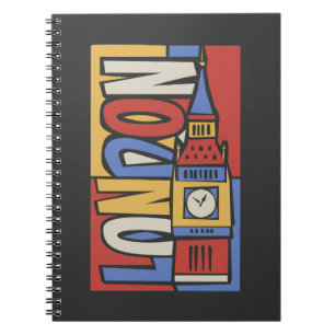London England   vibrerande Handrawn design Anteckningsbok Med Spiral