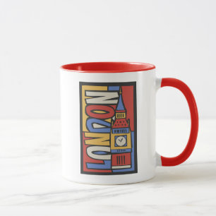 London England   vibrerande Handrawn design Mugg