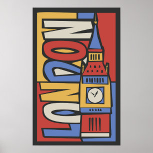 London England vibrerande Handrawn design Poster
