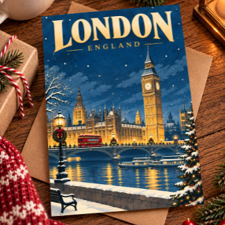 London England Vintage Jul Resa vykort