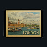 London England Vintage resor Magnet<br><div class="desc">London i Vintage resor stil med Westminster Abbey på Thames flod för denna roligt Englands scen i Förenade kungariket.</div>
