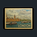 London England Vintage resor Magnet<br><div class="desc">London i Vintage resor stil med Westminster Abbey på Thames flod för denna roligt Englands scen i Förenade kungariket.</div>