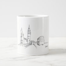 London Enkel Svart Och Vit Ritning