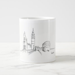 London Enkel Svart Och Vit Ritning Jumbo Mugg