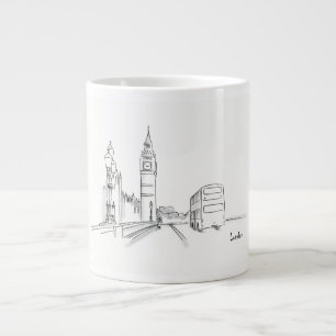 London Enkel Svart Och Vit Ritning Jumbo Mugg