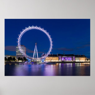London Eye och City Hall Nattid Poster