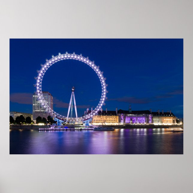 London Eye och City Hall Nattid Poster (Framsidan)