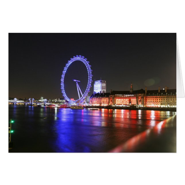London Eye på natten Hälsningskort (Framsidan Horizontal)