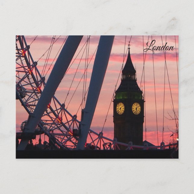 London Ferris Wheel vid Sunset Postcard Keepsaké Vykort (Framsida)