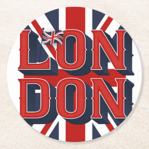 London Flagga Papprare Underlägg Papper Rund