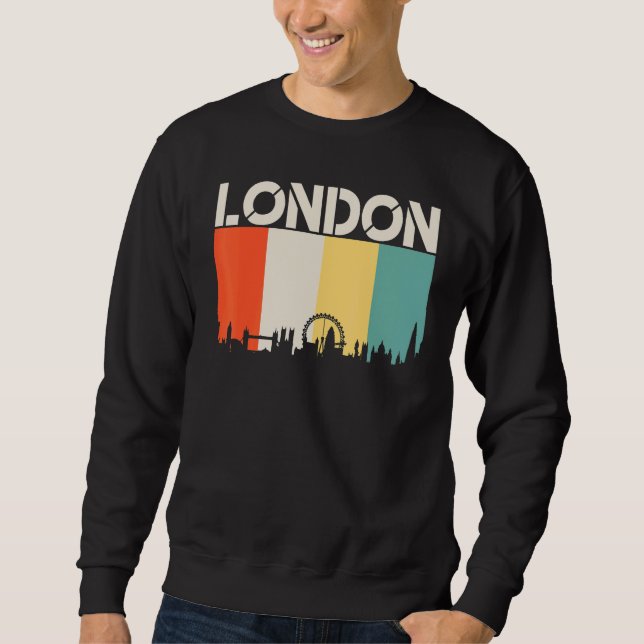London Flagga Skyline Flagga USA State Lång Ärmad Tröja (Framsida)