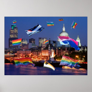 London Flies Pride Flaggor Poster