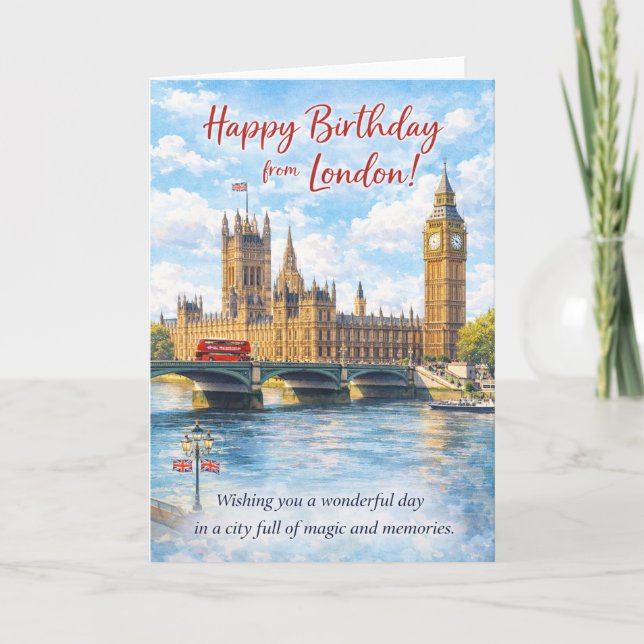 London Födelsedagskort – Big Ben & Westminster Kort (Framsida)