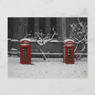 London-foneboxar i Snö Vykort
