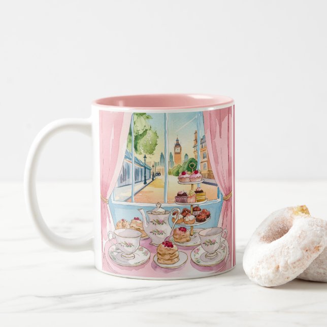 London Foodie Treats - Cakes Coffee Shop Desserts Två-Tonad Mugg (Med munk)