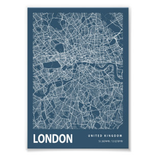 London - Förenade kungariket Blueprint City Karta Fototryck