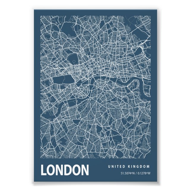 London - Förenade kungariket Blueprint City Karta Fototryck (Framsidan)