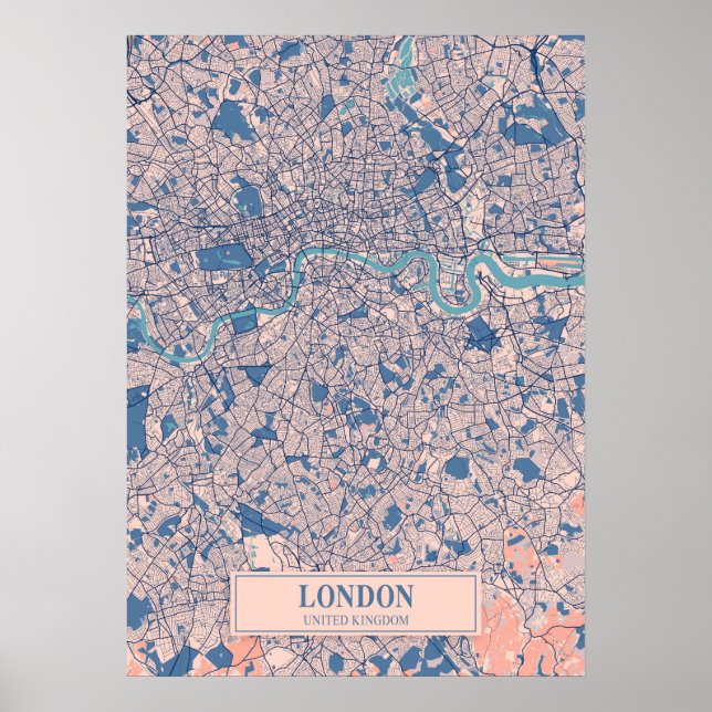 London - Förenade kungariket Breezy City Karta Poster (Framsidan)