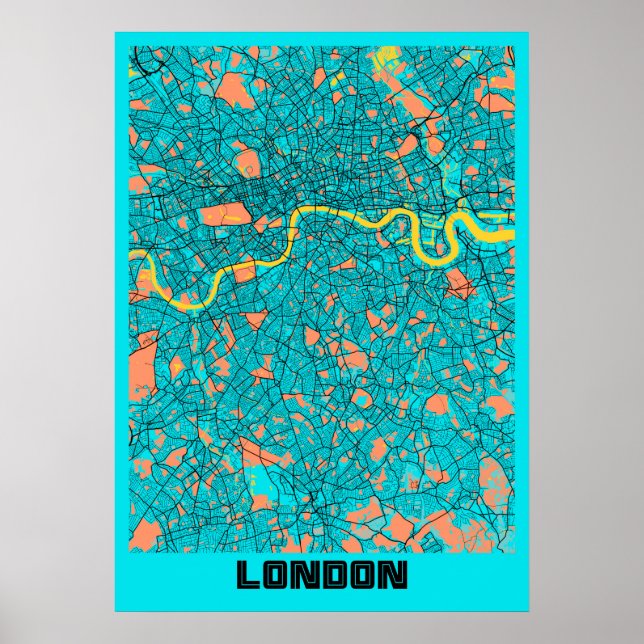 London - Förenade kungariket Gloria City Karta Poster (Framsidan)