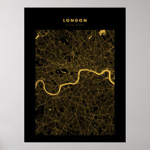 London - Förenade kungarikets Mörk Guld City Karta