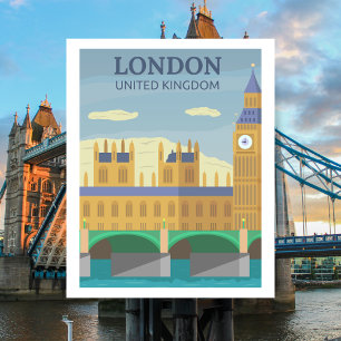 London, Förenade kungarikets Vintage Retro Travel Vykort