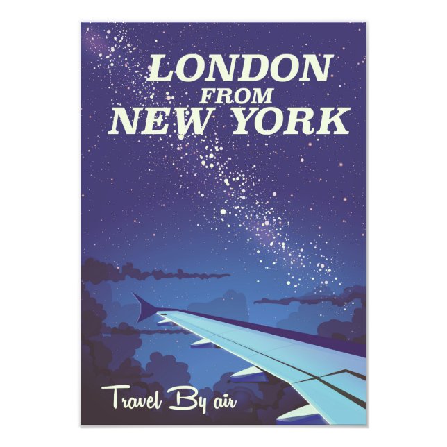 London från New York Vintage flight poster (Framsidan)