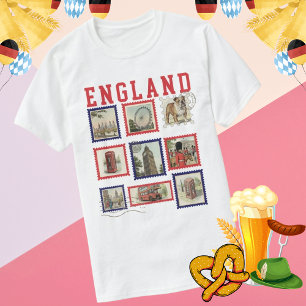 London Frimärke Collage UK Souvenir Vintage resor T Shirt